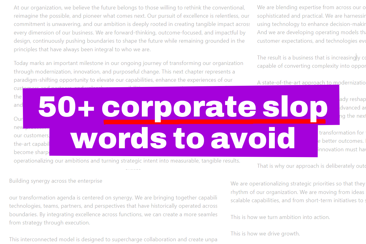 50+ Corporate slop words to avoid